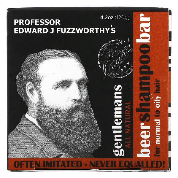 Professor Fuzzworthy's, Gentlemans Beer Shampoo Bar, For Normal to Oil Hair, Unscented, 4.2 oz (120 g) (Discontinued Item) 