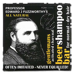 Professor Fuzzworthy's, Barra de champú con cerveza Gentlemans, Carbón vegetal activado, Para cabello normal - seco, Menta y romero, 120 g (4,2 oz)