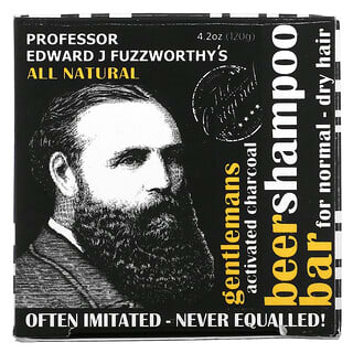 Professor Fuzzworthy's, Gentlemans Beer Shampoo Bar, Aktivkohle, für normales – trockenes Haar, Minze und Rosmarin, 120 g (4,2 oz.)