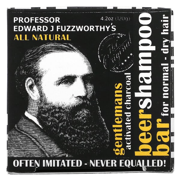 Professor Fuzzworthy's, 男性用ビールシャンプーバー、活性炭、普通～乾燥髪用、ミントローズマリー、120g（4.2オンス）