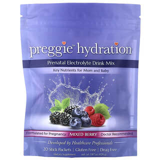 Preggie, Hydration, Prenatal Electrolyte Drink Mix, Mixed Berry, 20 Stick Packets, 0.14 oz (5.4 g) Each