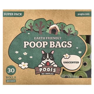 Pogi's Pet Supplies, Earth Friendly Poop Bags, Unscented, 30 Rolls, 450 Bags