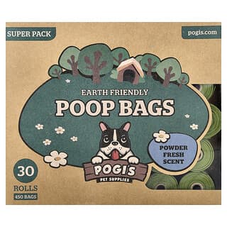 Pogi's Pet Supplies, エコフレンドリー犬用うんち袋、パウダーフレッシュ、30ロール、450袋
