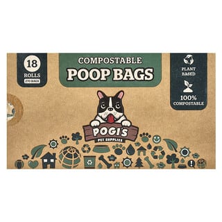 Pogi's Pet Supplies, Compostable Poop Bags, Large (9" x 13.5"), 18 Rolls (270 Bags)