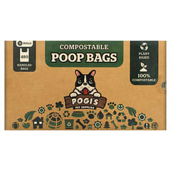 Pogi's Pet Supplies, Sacs à crottes compostables, 32 rouleaux, 480 sacs à poignée