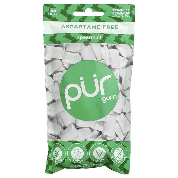 The PUR Company, Chewing Gum, Spearmint, 55 Pieces, 2.72 oz (77 g)
