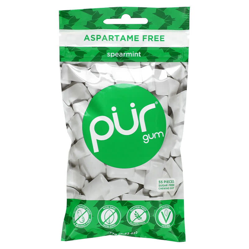 Chewing Gum, Spearmint, 55 Pieces, 2.72 oz (77 g)