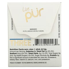 The PUR Company, Peppermint Three, Sugar Free Gum, 12 Sticks