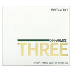 The PUR Company, Spearmint Three, zuckerfreies Kaugummi, 12 Sticks