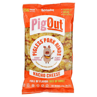 Pigout, Pigless Pork Rinds, Nacho Cheese, 3.5 oz (99.22 g)
