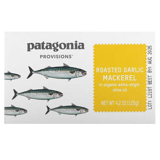 Patagonia Provisions, Roasted Garlic Mackerel in Organic Extra-Virgin Olive Oil, 4.2 oz (125 g)