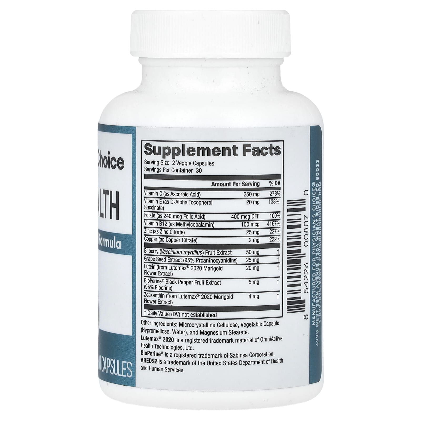 Physician's Choice, Eye Health, Areds2 Inspired Formula, 60 Capsules