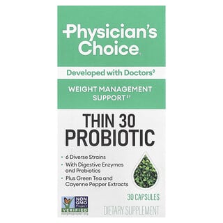 Physician's Choice, Suplemento probiótico Thin 30, 15.000 millones de UFC, 30 cápsulas