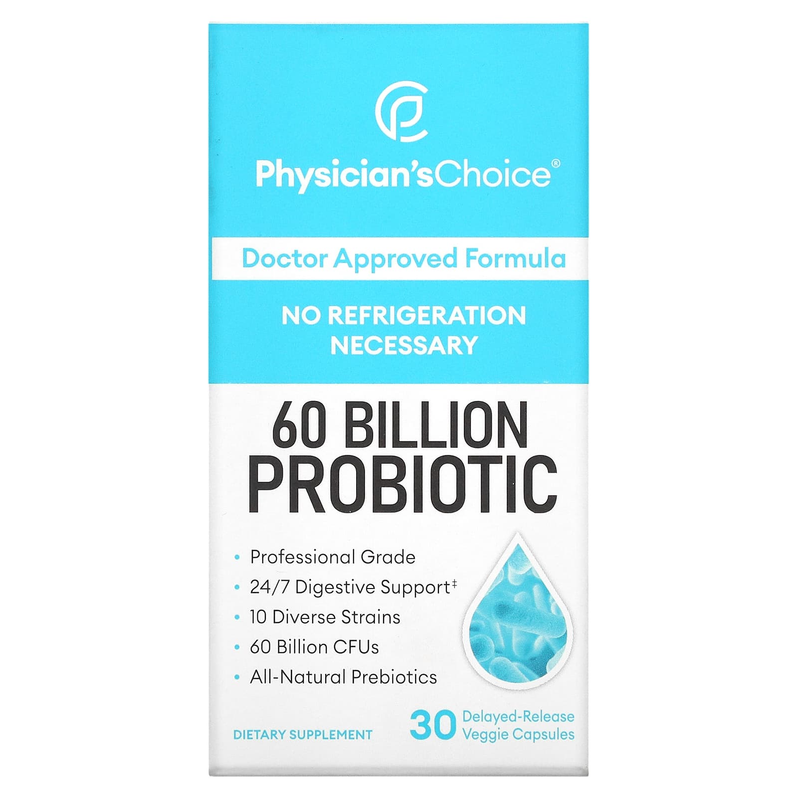 Physician's Choice, 60 Billion Probiotic, 30 Delayed-Release Veggie Capsules