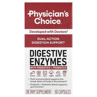 Physician's Choice, Enzimas digestivas con prebiótico más probióticos, 60 cápsulas vegetales