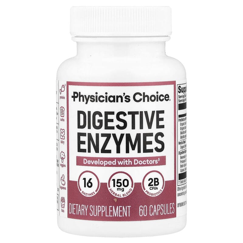 Digestive Enzymes With Prebiotic + Probiotics, 60 Capsules