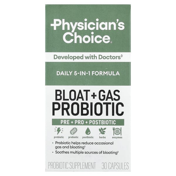 Physician's Choice, Bloat + Gas Probiotic, 30 Capsules — product photo 1