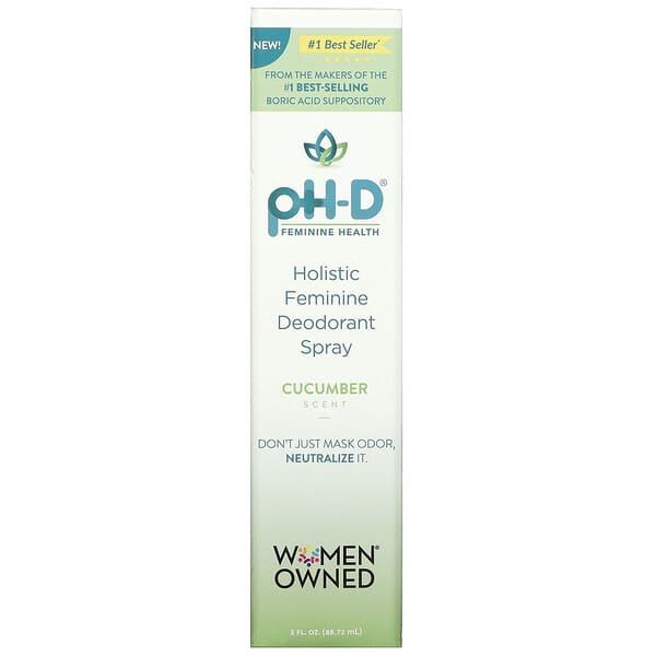 pH-D Feminine Health, ホリスティックフェミニン デオドラントスプレー、キュウリ、88.72ml（3液量オンス）