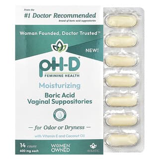 pH-D Feminine Health, Ácido bórico, Supositorios vaginales, 600 mg, 14 unidades