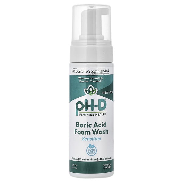 pH-D Feminine Health, Pencuci Buih Asid Borik, Sensitif, 6 fl oz (177 ml)