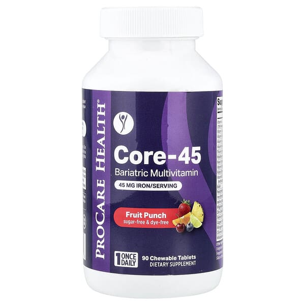 ProCare Health, Core-45, 비만 방지 종합비타민, 과일 펀치, 츄어블 90정