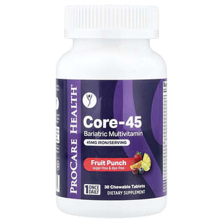 ProCare Health, Core-45, бариатрические мультивитамины, фруктовый пунш, 30 жевательных таблеток