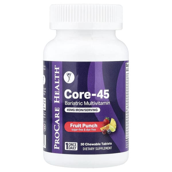 ProCare Health, Core-45, 비만 완화 종합비타민, 과일 펀치, 츄어블 30정