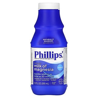Phillip's, Натуральное магнезиальное молоко, солевое слабительное средство, классический вкус, 355 мл (12 жидк. унций)