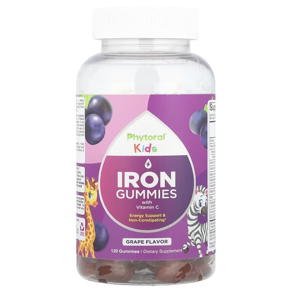 Kids, Iron Gummies with Vitamin C, Grape, 120 Gummies