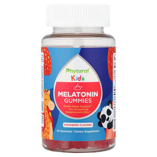 Phytoral, Melatoninegummies voor kinderen, aardbei, 60 gummies (1 mg per gummy)