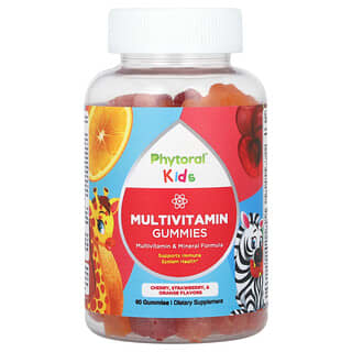 Phytoral‏, לילדים, סוכריות גומי מולטי-ויטמין, דובדבן, תות ותפוז, 90 סוכריות גומי