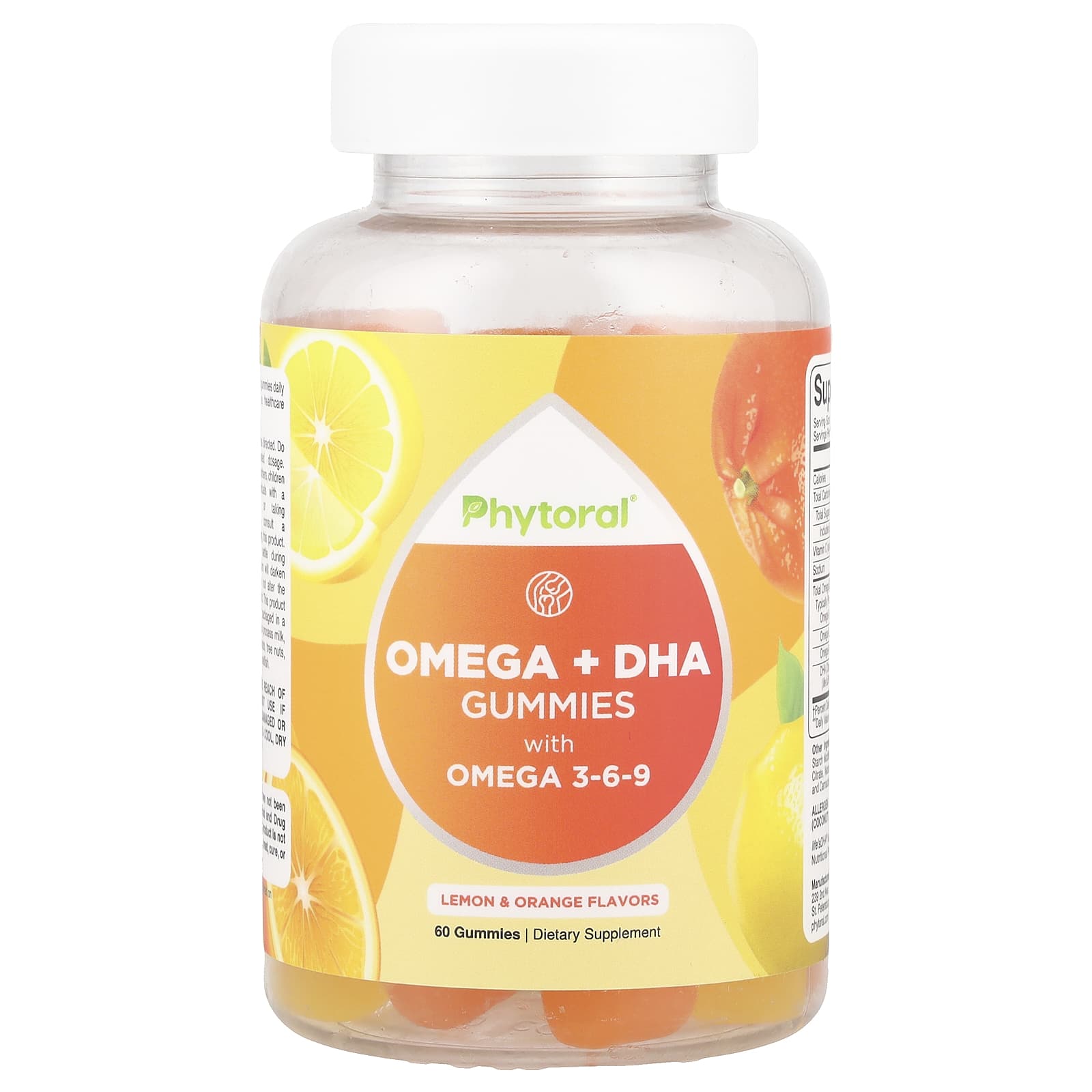 Phytoral, Omega + DHA Gummies with Omega 369, Lemon & Orange, 60 Gummies