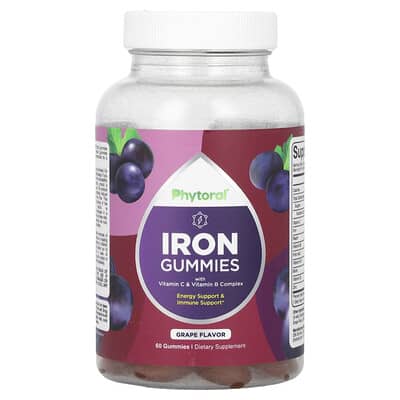 Phytoral, Iron Gummies with Vitamin C and B Complex, Grape Flavor, 60 Gummies