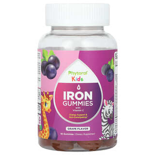 Phytoral, Kids, Iron Gummies with Vitamin C, Eisen-Fruchtgummis mit Vitamin C, Traube, 60 Fruchtgummis