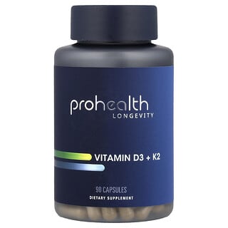 ProHealth Longevity, Vitaminas D3 y K2, 90 cápsulas