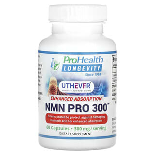 ProHealth Longevity, NMN Pro 300, Enhanced Absorption, Nahrungsergänzungsmittel mit NMN, verbesserte Absorption, 150 mg, 60 Kapseln