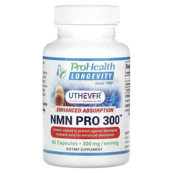 ProHealth Longevity, NMN Pro 300, Melhor Absorção, 150 mg, 60 Cápsulas
