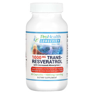 ProHealth Longevity, Trans-Resveratrol With Increased Absorption, Trans-Resveratrol mit erhöhter Absorption, 500 mg, 60 Kapseln