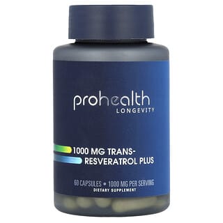 ProHealth Longevity, Trans-Resveratrol Plus, 1.000 mg, 60 Cápsulas (500 mg por Cápsula)