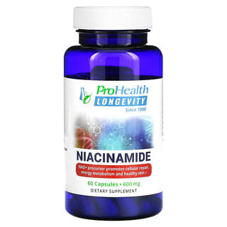 ProHealth Longevity, Nicotinamida, 600 mg, 60 Cápsulas