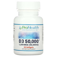 ProHealth Longevity, Vitamin D3 50,000, 1,250 mcg (50,000 IU), 50 Softgels