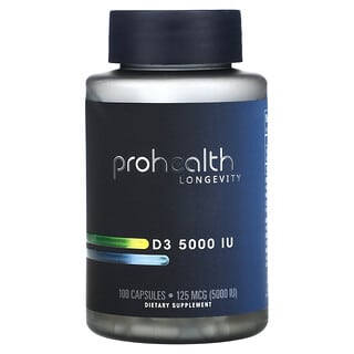ProHealth Longevity, Vitamina D3, 125 mcg (5000 UI), 100 cápsulas