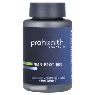 ProHealth Longevity, NMN Pro 500, Mononucleótido de β-nicotinamida, 500 mg, 30 cápsulas