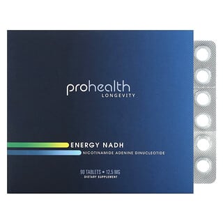 ProHealth Longevity, NADH pour l'énergie, Nicotinamide adénine dinucléotide, 12,5 mg, 90 comprimés