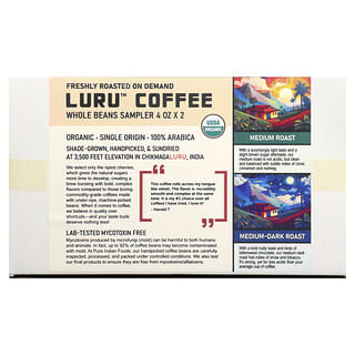 Pure Indian Foods, Luru™ Coffee, Whole Beans Sampler , 2 Packs, 4 oz (113 g) Each