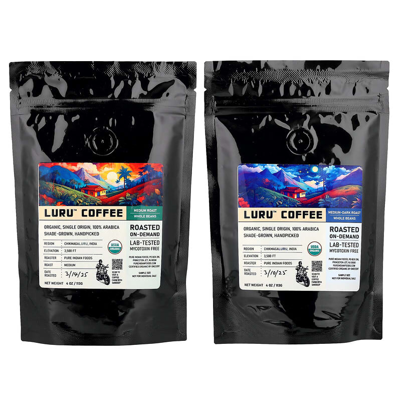 Luru™（ルル）コーヒー、コーヒー豆お試しセット、2パック、各113g