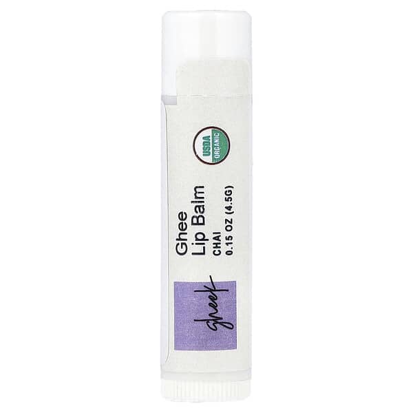 Pure Indian Foods, Gheek, Ghee 립밤, 차이, 4.5g(0.15oz)
