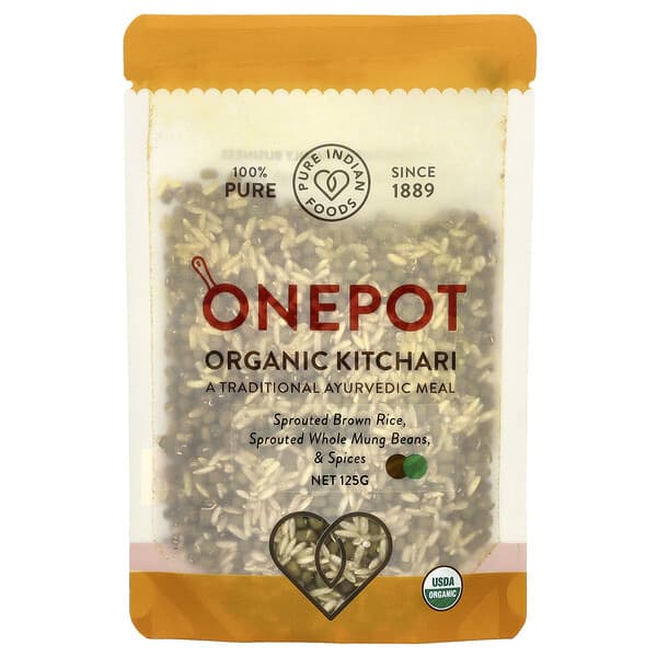 Pure Indian Foods, OnePot，有機印度豆粥，發芽糙米，發芽全綠豆與香料，125 克