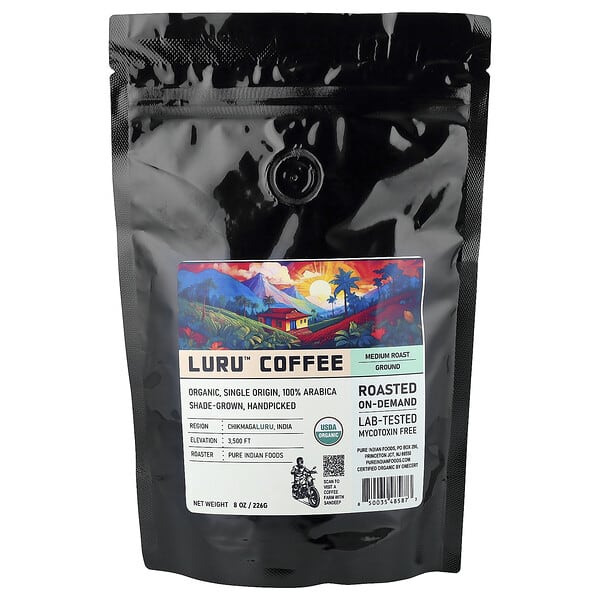 Pure Indian Foods, Luru™ 커피, 분쇄 커피, 미디엄 로스트, 226g(8oz)