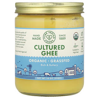Pure Indian Foods, Organic Cultured Ghee, kultiviertes Bio-Ghee, 398 g (14 oz.)